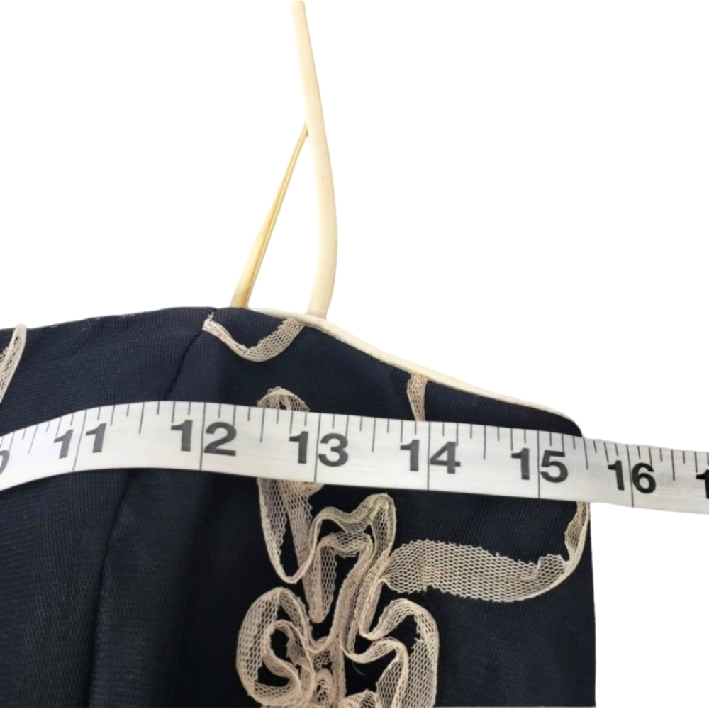 Roberta Black & Cream Floral Embroidered Boho Spaghetti Strap Mini Dress - Picture 8 of 13